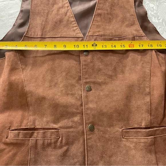 John L Blair Vest Men 2XLg Personal Choice 4 Snap Button Leather Western - BROWN - Picture 5 of 6